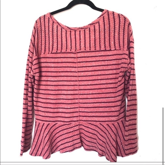 We the free peplum auntie em pink striped thermal long sleeve top - Picture 11 of 12